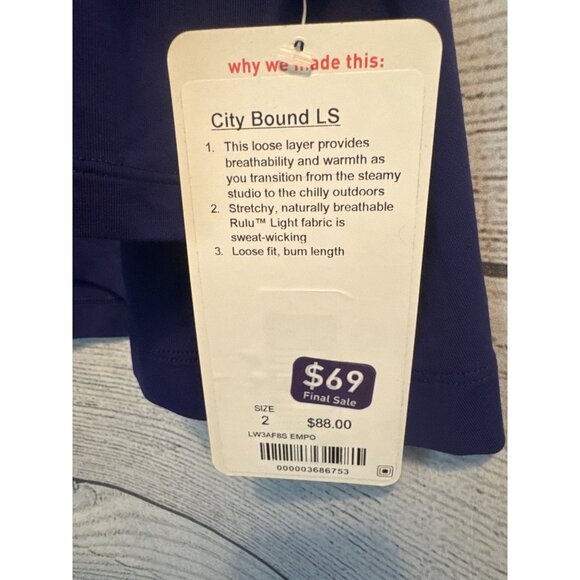 NWT Lululemon City Bound LS Size 2 - Picture 2 of 3